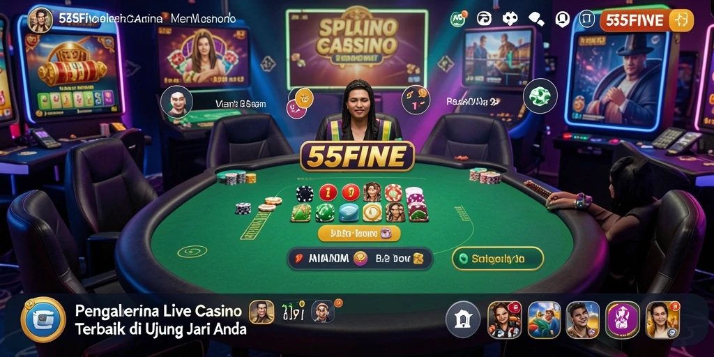 Screenshot gameplay Live Casino yang menampilkan dealer dan permainan menarik.