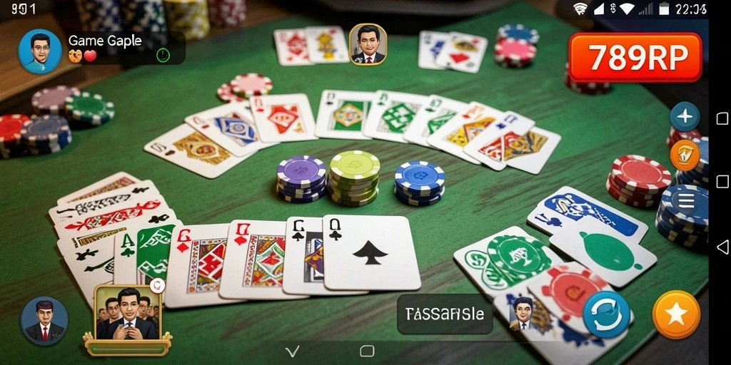 Screenshot menunjukkan antarmuka gameplay Gaple yang menarik.