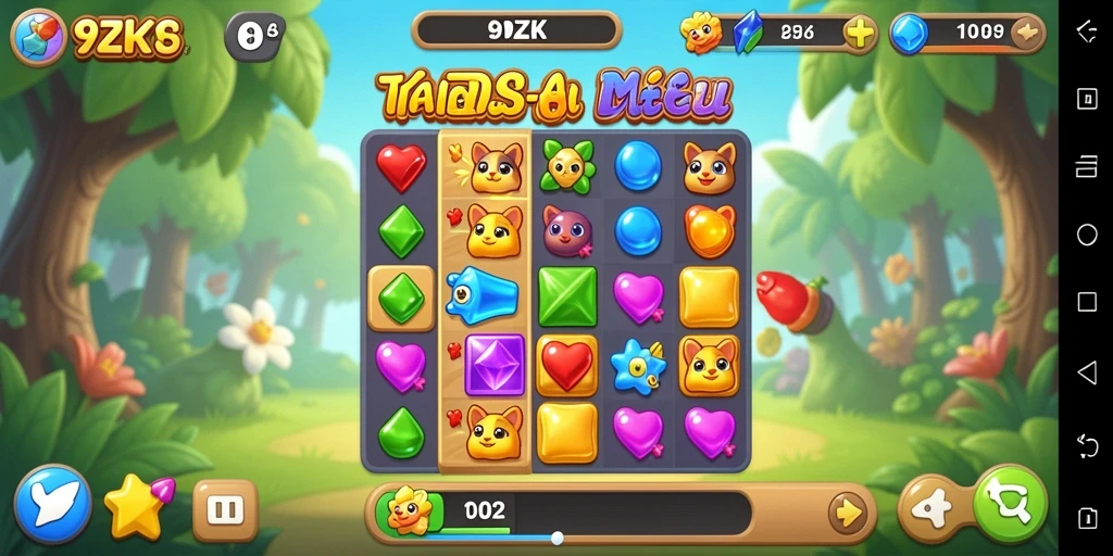 Gameplay seru dari 9ZK dengan berbagai tantangan Match-3.