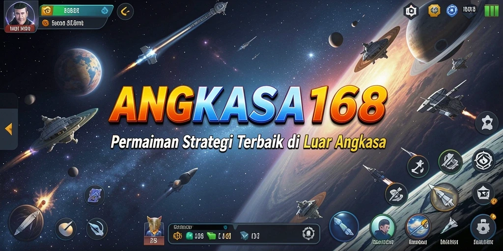Screenshot gameplay ANGKASA168 yang menunjukkan pertempuran luar angkasa yang mendebarkan.
