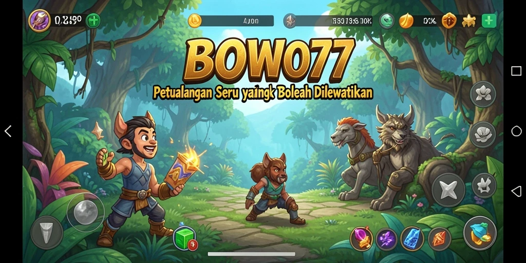 Gameplay BOWO77 menampilkan eksplorasi dunia petualangan yang menegangkan.