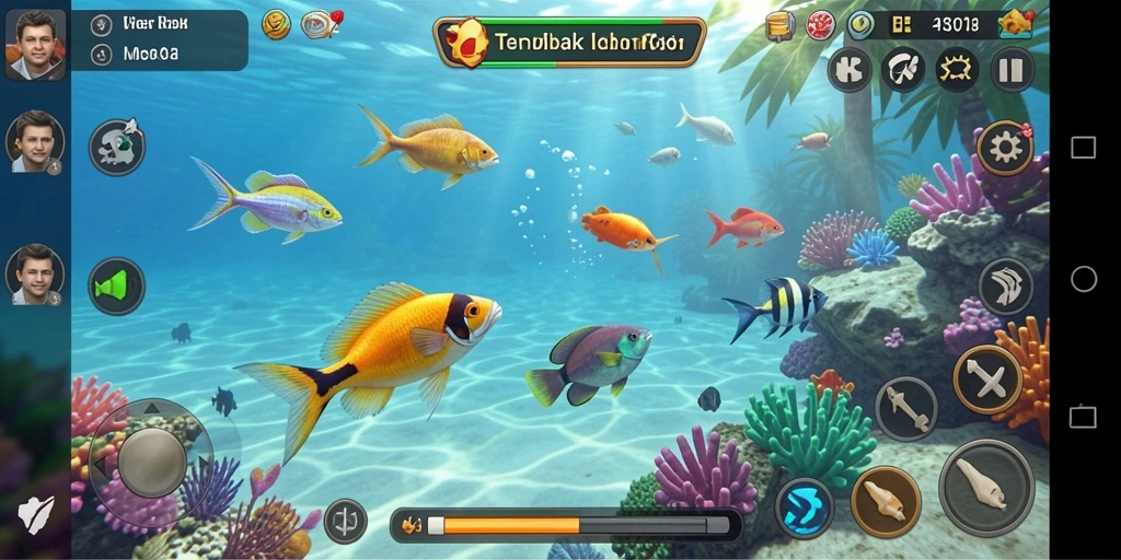 Tampilan gameplay seru saat menembak ikan di F08.