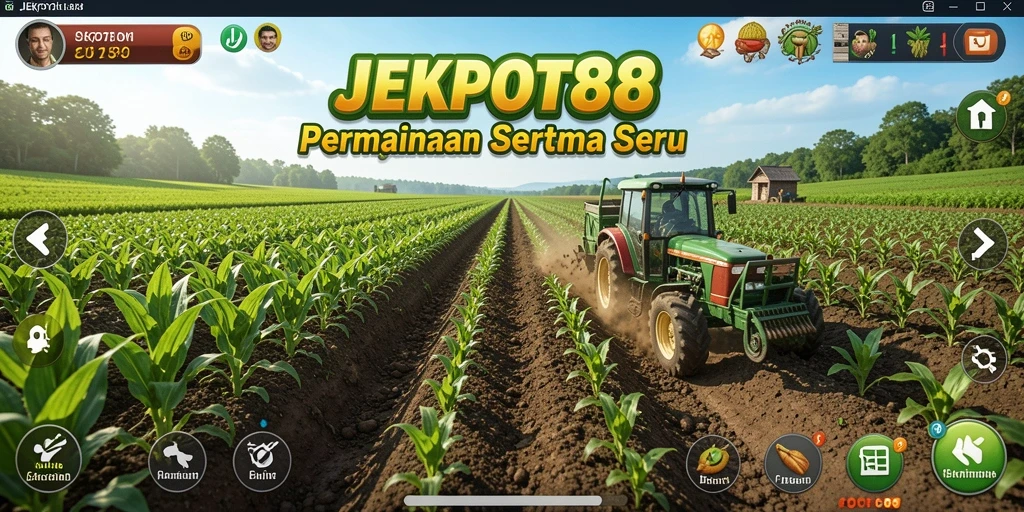Tampilan gameplay JEKPOT88 dengan aktivitas pertanian yang menyenangkan.