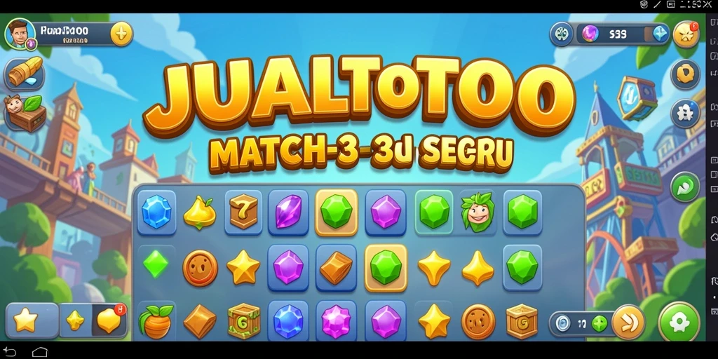 Tampilan gameplay seru di JUALTOTO dengan elemen Match-3 yang menarik.